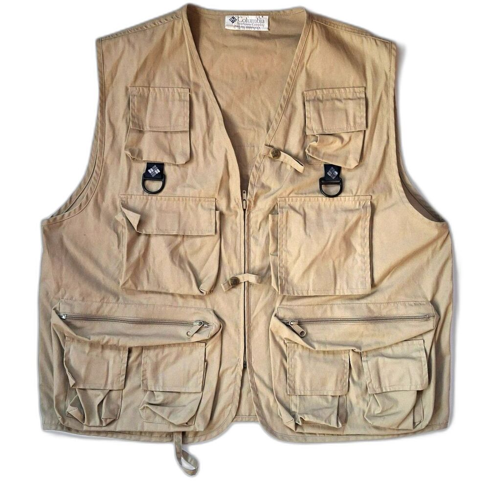 Columbia PFG Fishing Vest Tan Large Gorpcore Tactical Utilitarian Cargo Utility